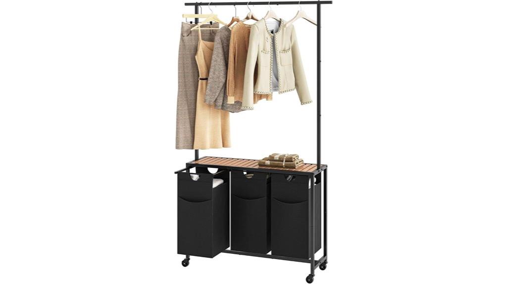 three section wheel laundry organizer