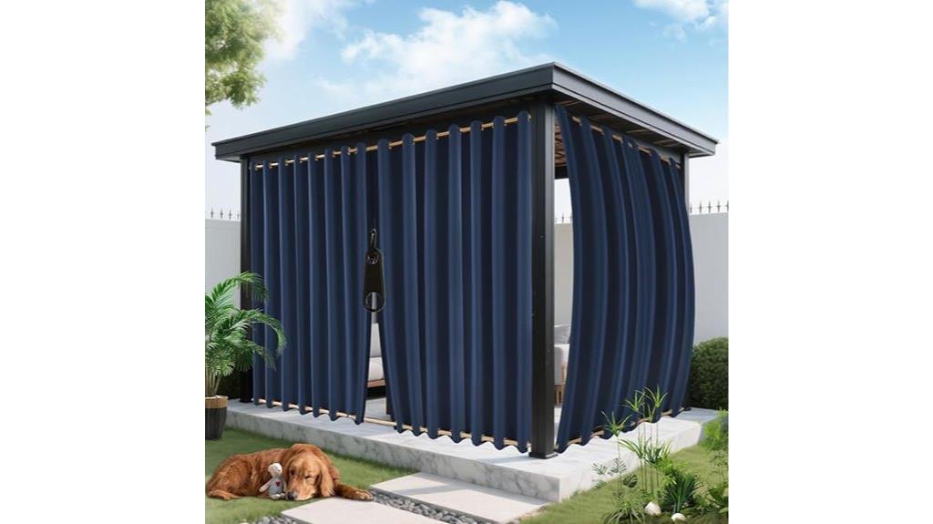waterproof navy patio curtains
