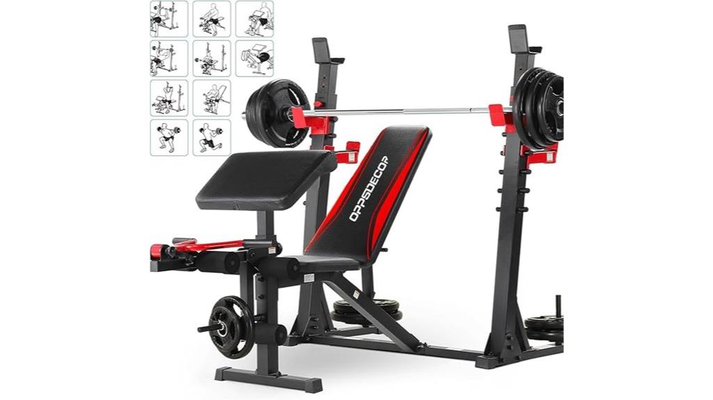 weight bench with barbell