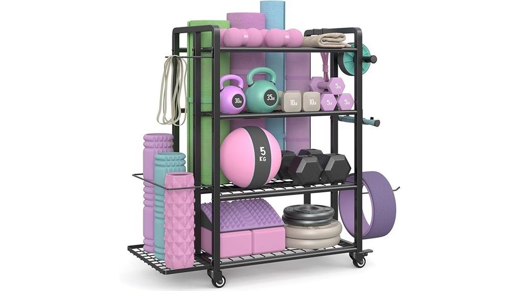 wheeled four tier dumbbell rack