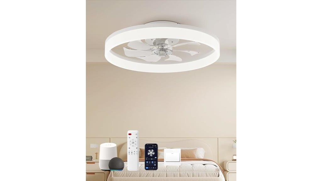 white smart fan with lighting