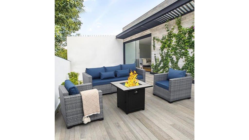 wicker fire pit set