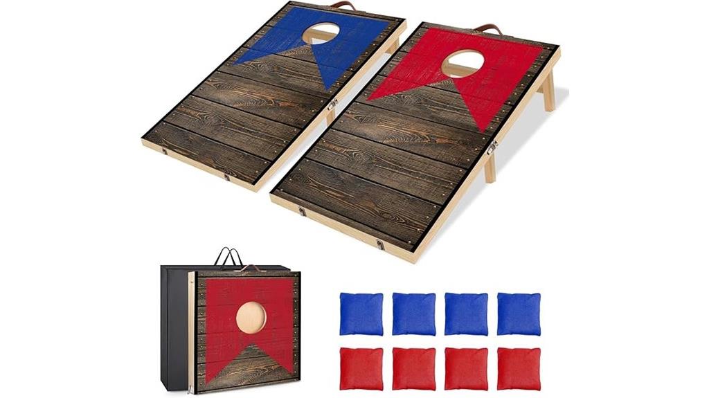 wooden cornhole game set