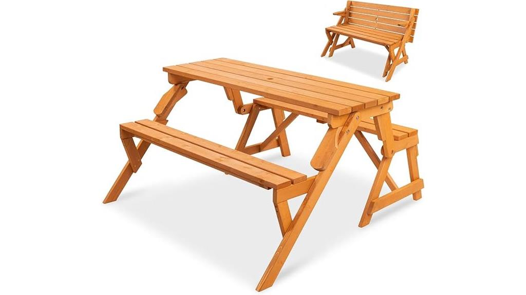 wooden picnic table set