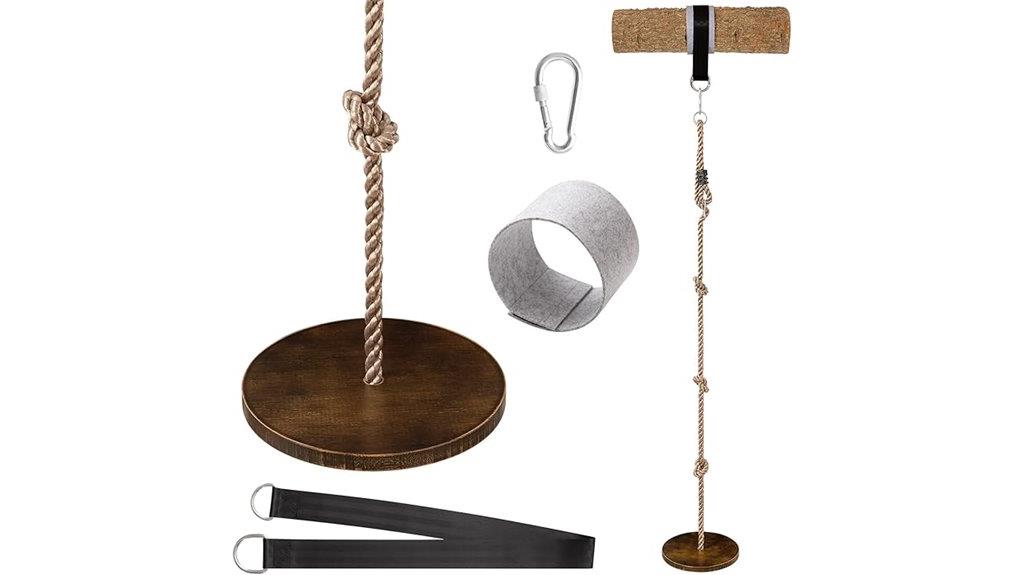 wooden swing with adjustable rope