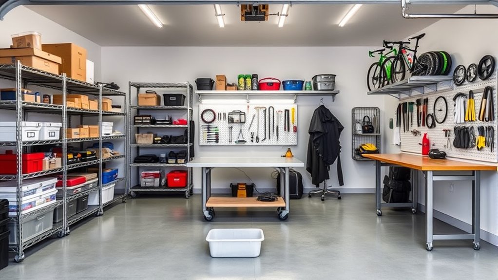 garage organization and lighting