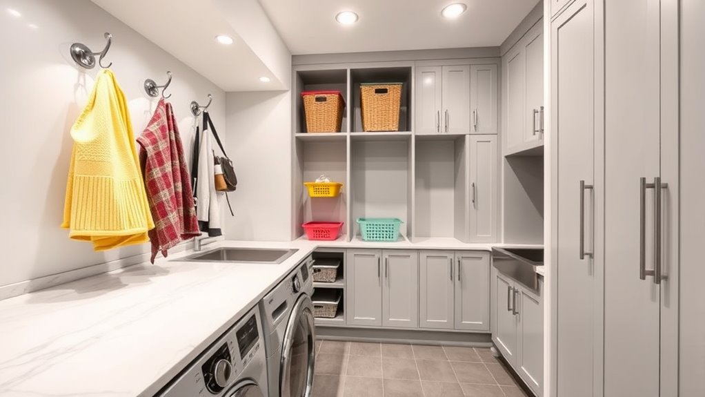 organized colorful laundry space