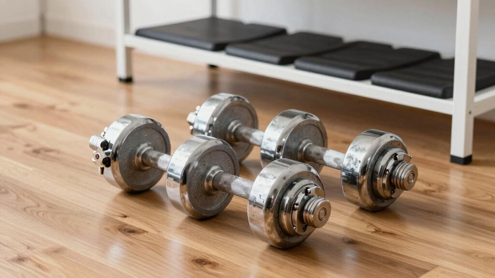 organize dumbbells safely properly