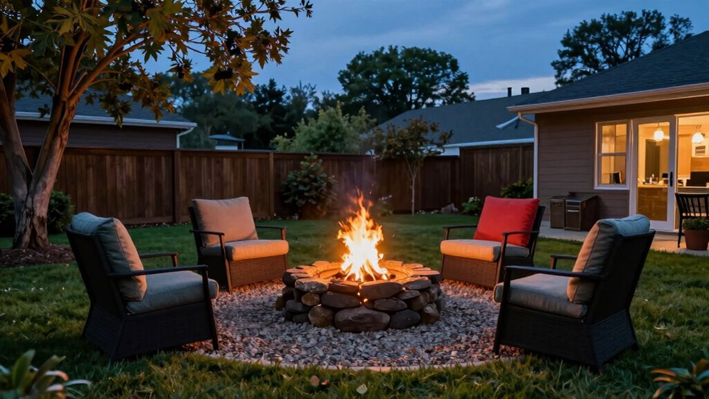safe backyard fire pit placement