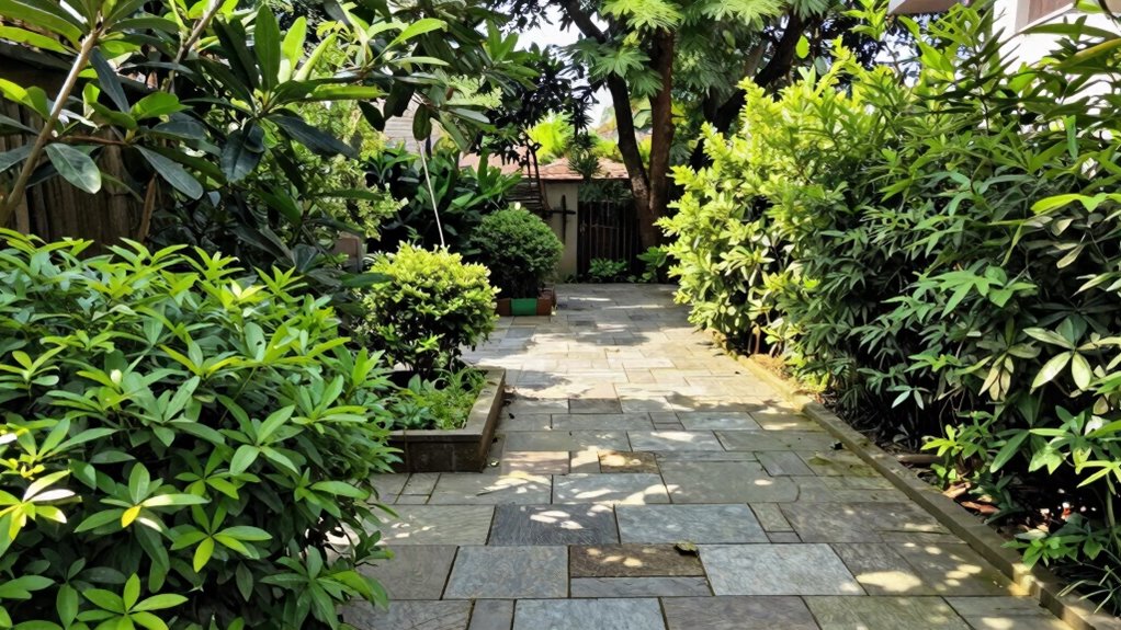 cluttered yard design reduces space