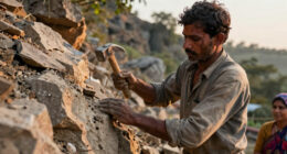 A poor laborer named Dashrath Manjhi, in Gehlaur, India, spent 22 years carving a road through a mountain with just a hammer and chisel after his wife died because the nearest hospital was separated from their village by an entire mountain, forcing people to travel nearly 70 km extra.