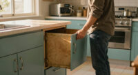 A Peninsula Counter Nearly Doubled the Storage in This 1950s Kitchen
