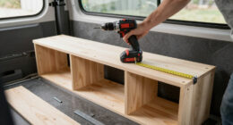 Storage bench build in a van