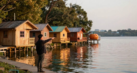 treehouses, boat houses, and pumpkin cottages scatter along wuhan’s lakeshore