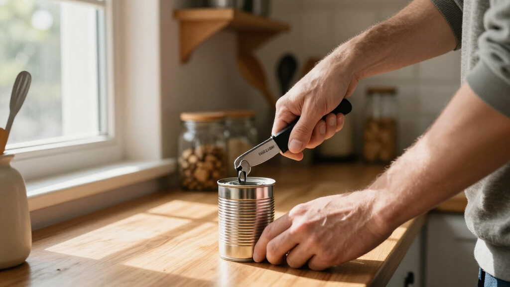 GORILLA GRIP Upgraded Model Stainless Steel Manual Can Opener, Black | US Designed, Oversized Handheld Turn Knob, Comfortable Handle For Eas
