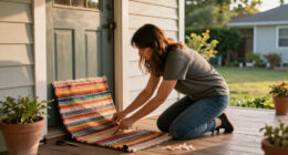 Woman Turns A Rug Into That Cutest Front Door Decor That Isn't A Wreath